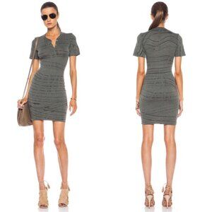 RAQUEL ALLEGRA Basic 1 Charcoal Henley Bodycon Short Sleeve Dress Cotton Blend